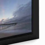 Black wall art depicting the Outer Banks, North Carolina, with textured, colorful art on a framed canvas.
