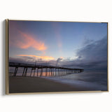 Framed canvas depicting a vintage-style Outer Banks landscape in muted gold and black tones, suitable for bedroom wall art.