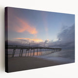 Outer Banks, North Carolina scenery on large stretched canvas with muted blue and green tones, suitable for kitchen wall art.