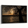 Black and white framed canvas of Raleigh, North Carolina landscape, ideal for bedroom wall decor.
