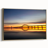 Framed canvas depicting a vintage-style Long Island landscape in black and gold tones, ideal for bedroom wall art.