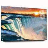 Acrylic print of Niagara Falls in muted blue and gray tones, suitable for bedroom or dining room decor.