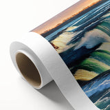 Art Deco style poster of Niagara Falls in muted blue and gray tones on rolled canvas, ideal for nursery wall art.