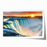 Extra large rolled print of Niagara Falls in muted blue and gray tones, suitable for dining room or bathroom wall art.
