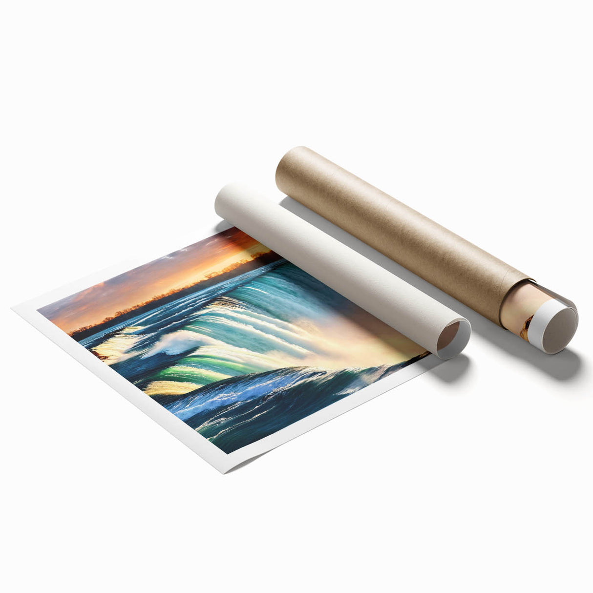 Extra large rolled print of Niagara Falls in muted blue and gray tones, ideal for classy bathroom wall art.