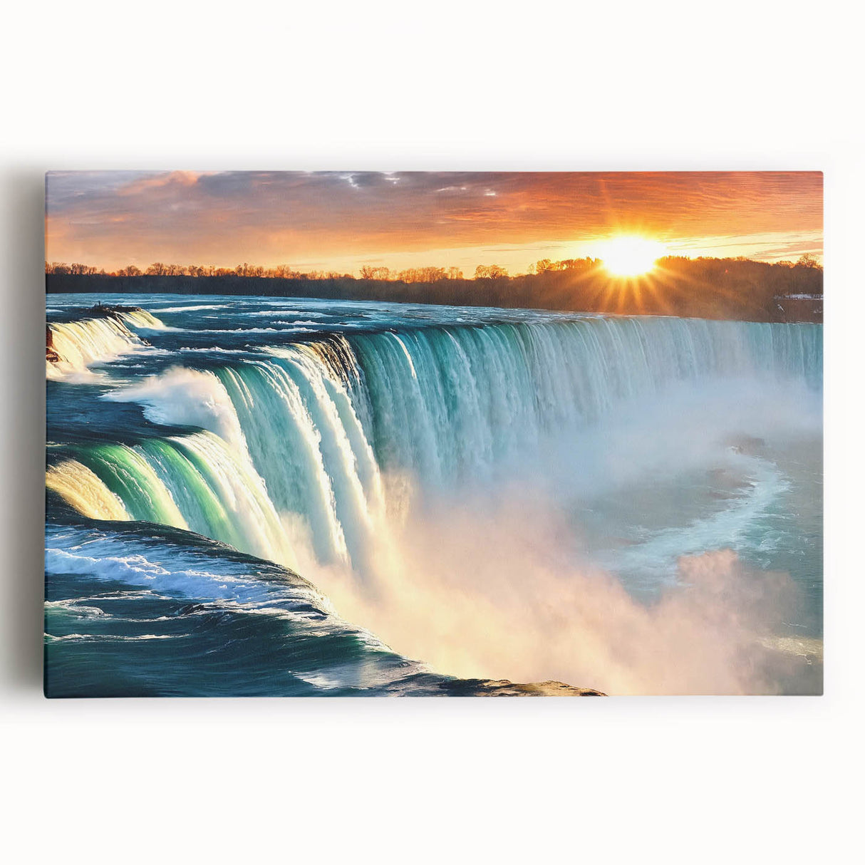 Black and white photo of Niagara Falls on large stretched canvas, suitable for kitchen wall art.