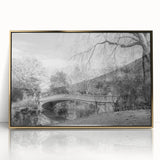 Acrylic print of Central Park with autumn trees in muted gold tones, framed, ideal for modern art wall decor.