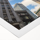 Art deco poster of NYC skyline in monochrome, rolled canvas, suitable for dining room wall art.