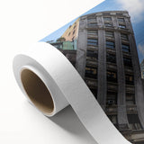 Art Deco-style poster of the NYC Empire State Building in monochrome tones, rolled canvas, suitable for nursery wall art.