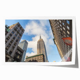 Extra large rolled print of New York City skyline in muted gray tones, suitable for art wall dining room.