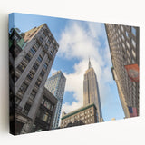 Empire State Building in monochrome, large stretched canvas, suited for kitchen wall art.