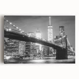 Black and white photo of Manhattan Bridge, large art on stretched canvas, ideal for kitchen wall art.