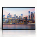 Large abstract wall art of Manhattan skyline in black and gray tones on framed acrylic, suitable for modern art wall decor.