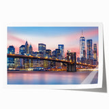 Extra large rolled print of Manhattan skyline in muted gray tones, ideal for art wall dining room.