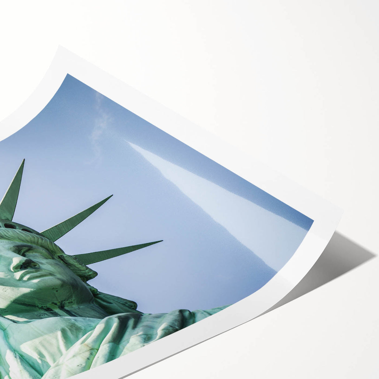 Extra large rolled print of the Statue of Liberty with a line art flowers overlay, ideal for large living room wall art.