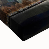 Black and white landscape art painting of the NYC skyline on large stretched canvas, suitable for bedroom wall decor.