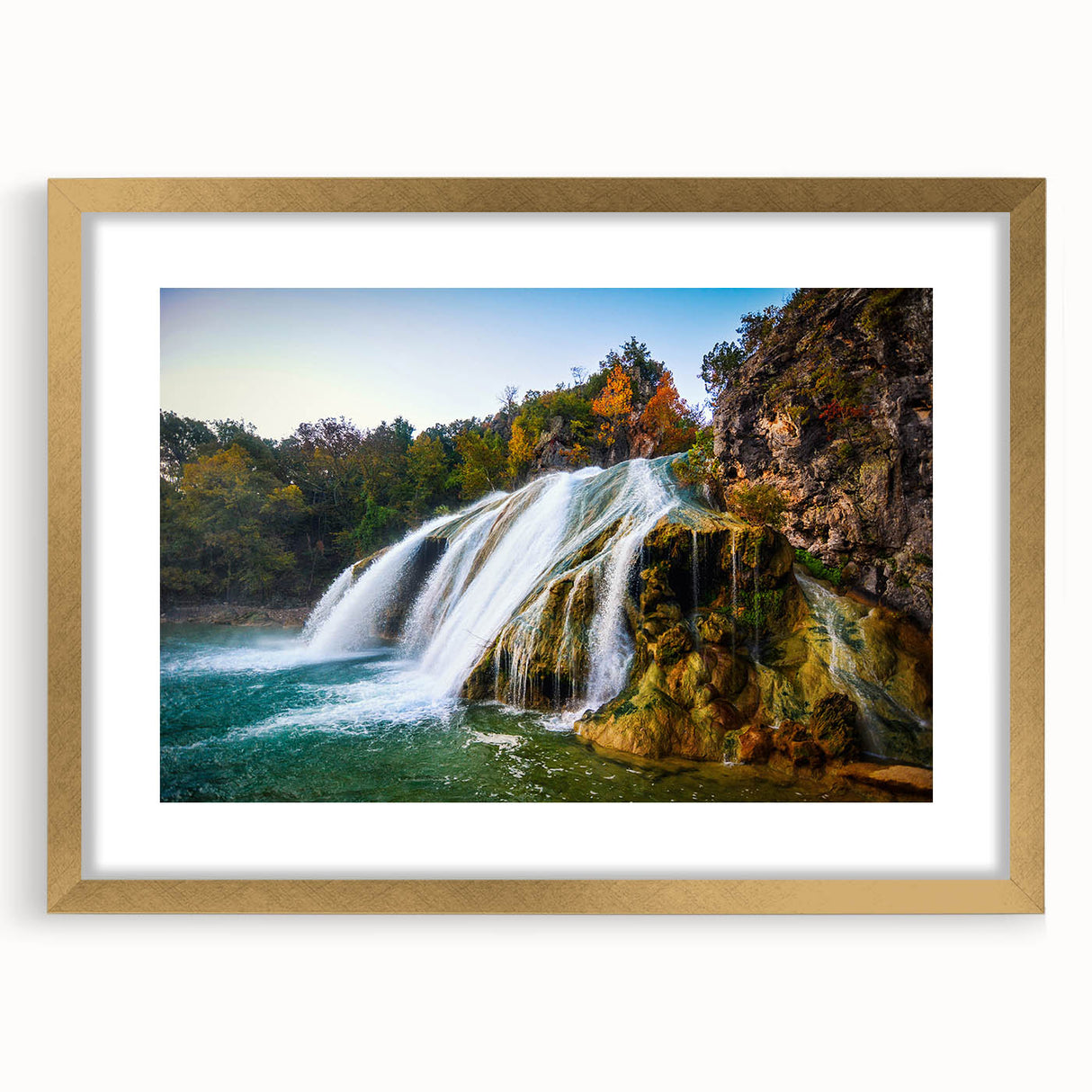 Extra large framed abstract art print featuring textured swirls in gold and black, ideal for living room decor.