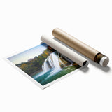 Extra large floral art on rolled print depicting Oklahoma scenery in muted earth tones.