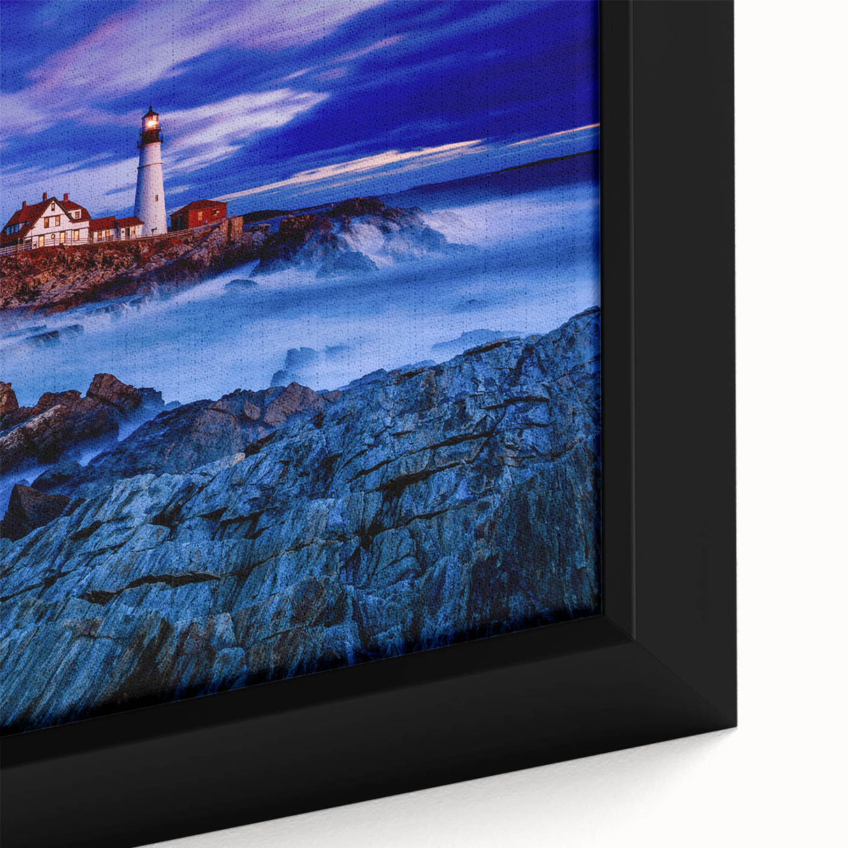 Extra large framed canvas of a textured Portland, Oregon skyline in black with colorful accents, ideal for living room decor.
