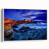 Vintage poster art of Portland, Oregon on a large framed canvas, featuring colorful skyline in muted earth tones.