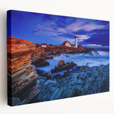 Portland, Oregon cityscape on large stretched canvas with muted earth tones, ideal for kitchen wall art.
