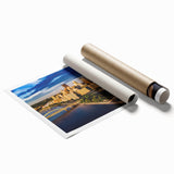 Rolled print of Pittsburgh skyline in muted gray tones, ideal for classy bathroom wall art.