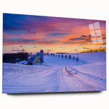 Large abstract wall art featuring a fluid mix of blue and gray tones on acrylic glass.