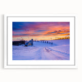 Abstract art print depicting a serene Pennsylvania landscape in muted earth tones, framed in white.