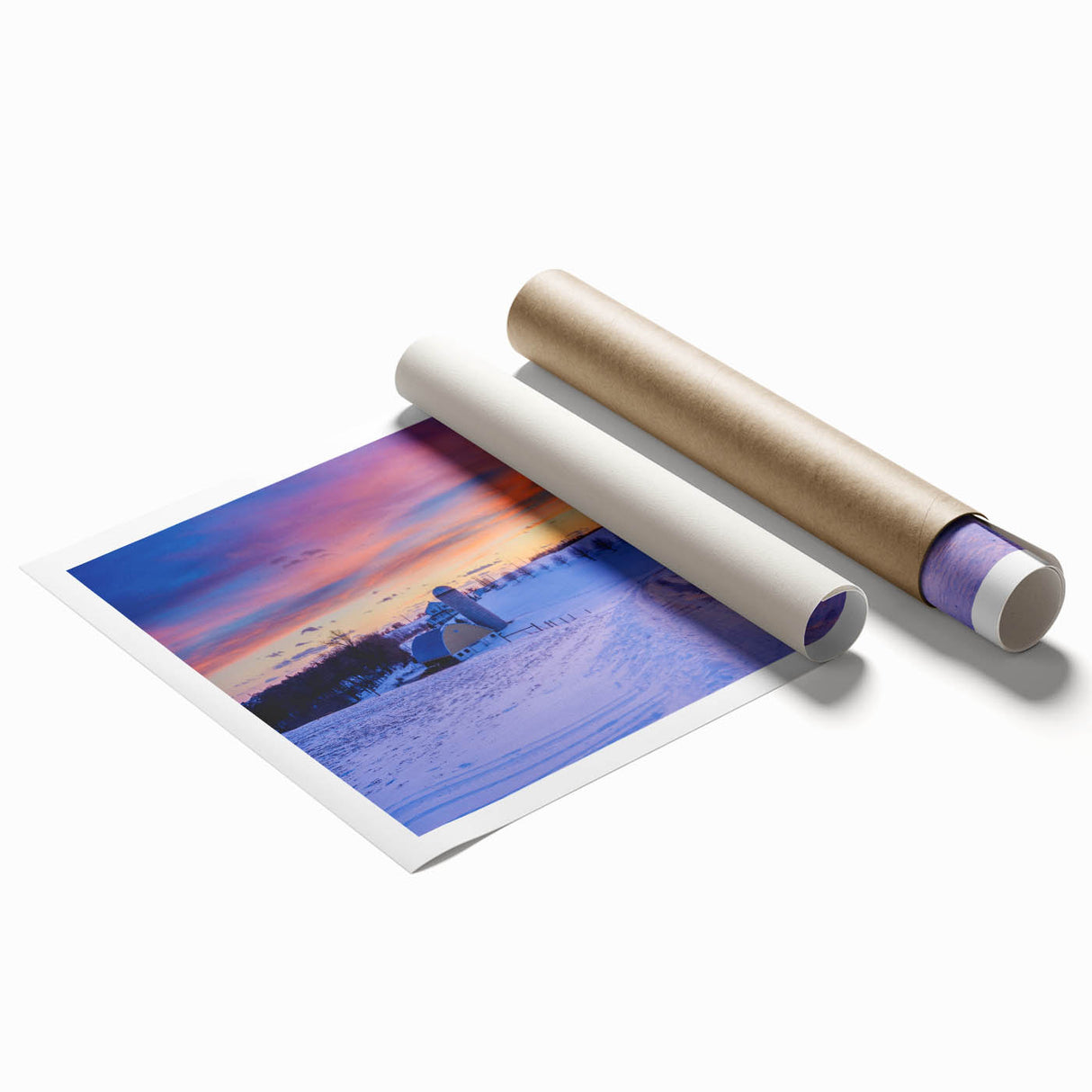Extra large rolled print featuring a serene Pennsylvania landscape in muted green and blue tones.