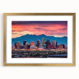 Extra large abstract art print of Phoenix Valley in textured gold frame, ideal for living room decor.