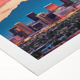Art Deco poster of Phoenix Valley in pastel shades on rolled canvas, suitable for dining room wall art.