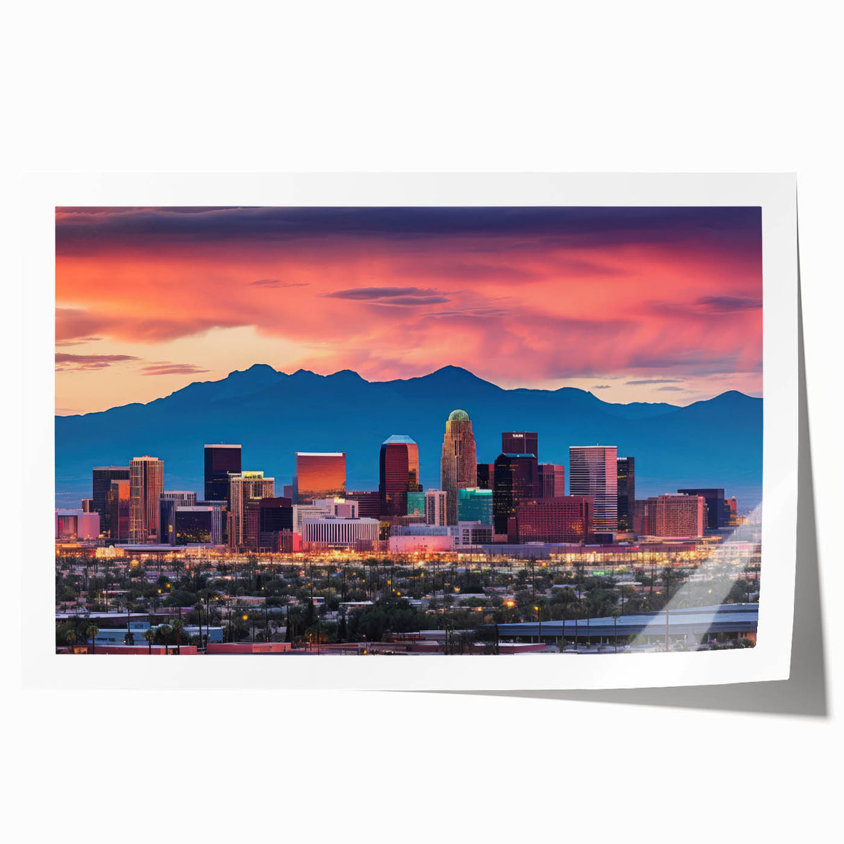 Rolled print of Phoenix Valley with soft pastel shades, ideal for art wall dining room decor.