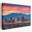 Panoramic view of Phoenix Valley in muted earth tones on a large stretched canvas, suitable for kitchen wall art.