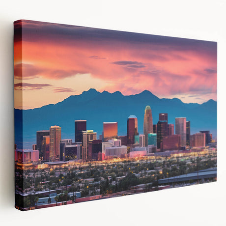 Panoramic view of Phoenix Valley in muted earth tones on a large stretched canvas, suitable for kitchen wall art.