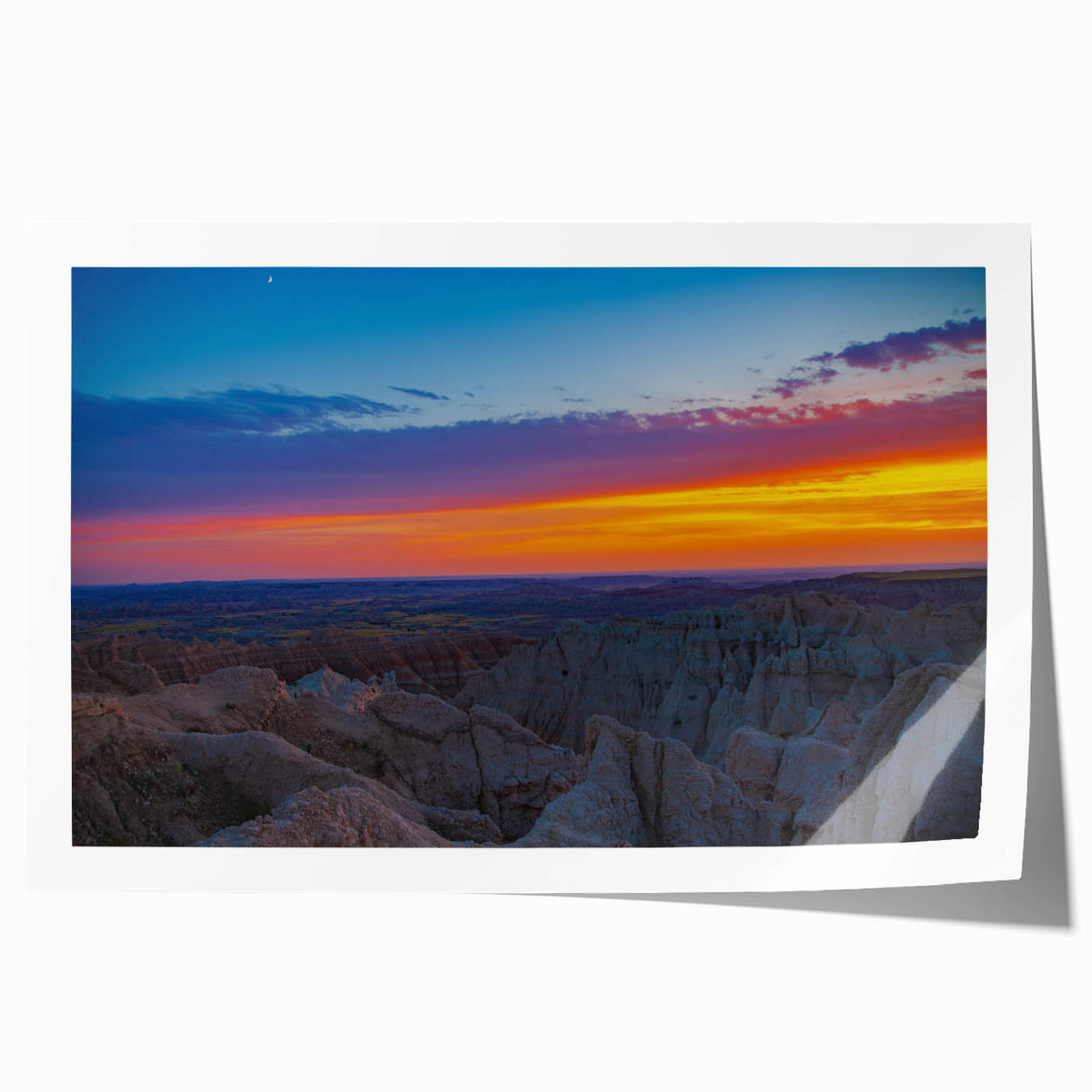 Rolled print of South Dakota Badlands with earthy tones, ideal for art wall dining room.