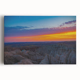 Large canvas print of South Dakota Badlands with earthy red and brown tones, suitable for kitchen wall art.