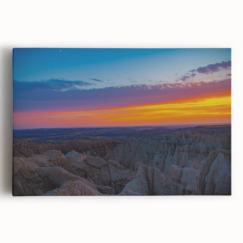 Large canvas print of South Dakota Badlands with earthy red and brown tones, suitable for kitchen wall art.