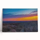 Black and white stretched canvas of the Badlands in South Dakota, ideal for kitchen wall art.