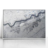 Art deco poster featuring South Dakota scenery in muted earth tones, framed acrylic, ideal for modern art wall decor.