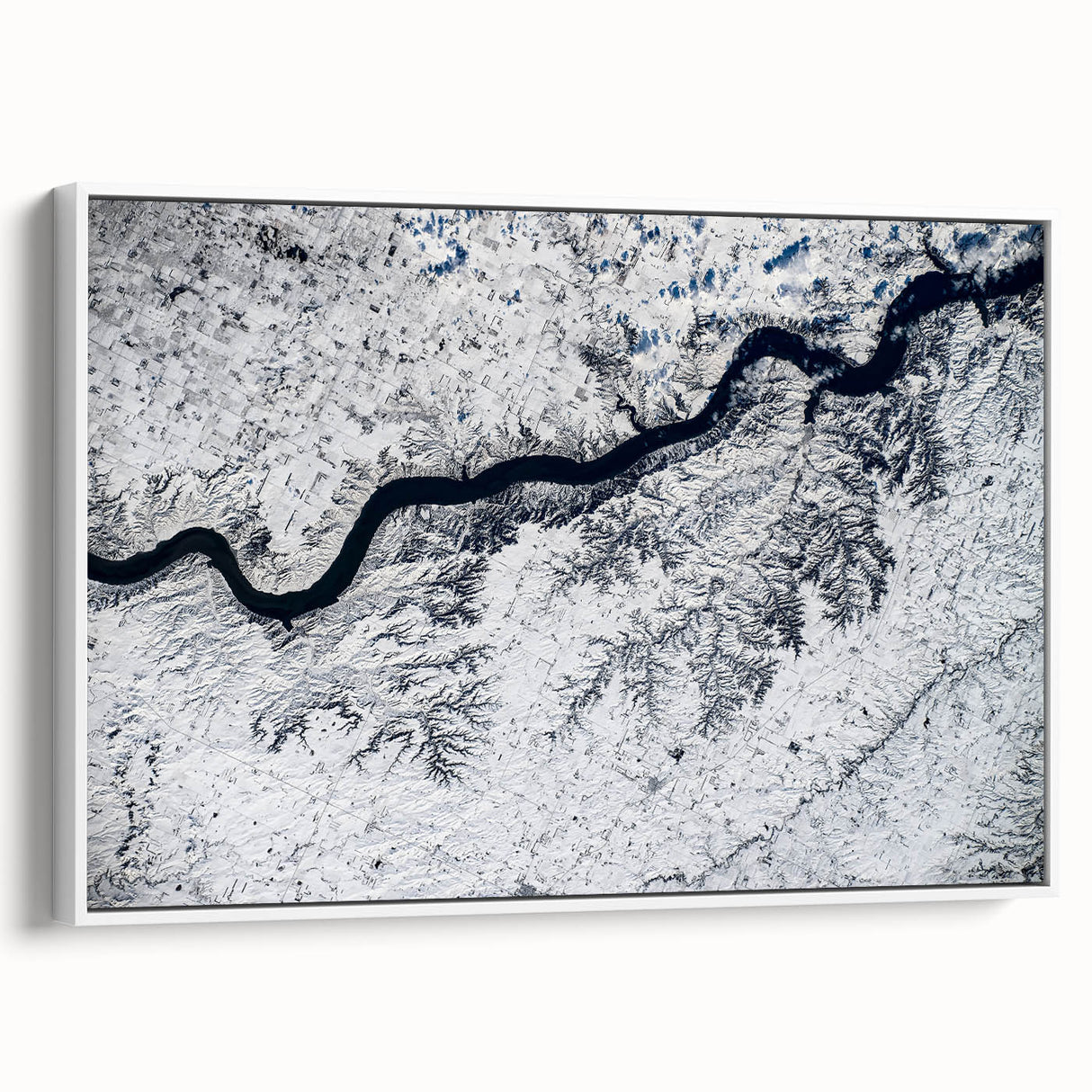 Vintage poster art of South Dakota scenery on a framed canvas, featuring vibrant colors, ideal for living room decor.