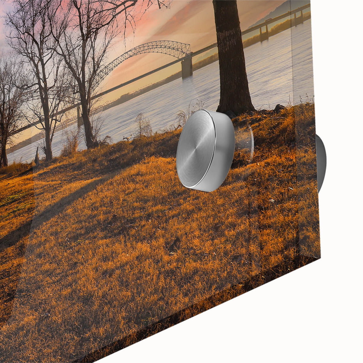 Large abstract wall art depicting Memphis scenery in vibrant colors on acrylic glass, suitable for dining room ambiance.