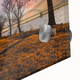 Large abstract wall art depicting Memphis scenery in vibrant colors on acrylic glass, suitable for dining room ambiance.