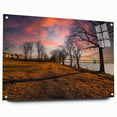 Acrylic print of abstract Memphis skyline in muted blue and gray tones, suitable for bedroom or dining room decor.