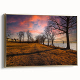 Framed canvas of a vintage Memphis landscape in muted gold and black tones, ideal for bedroom wall art.