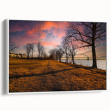 Vintage poster art of Memphis skyline in vibrant colors on a framed canvas, ideal for living room decor.