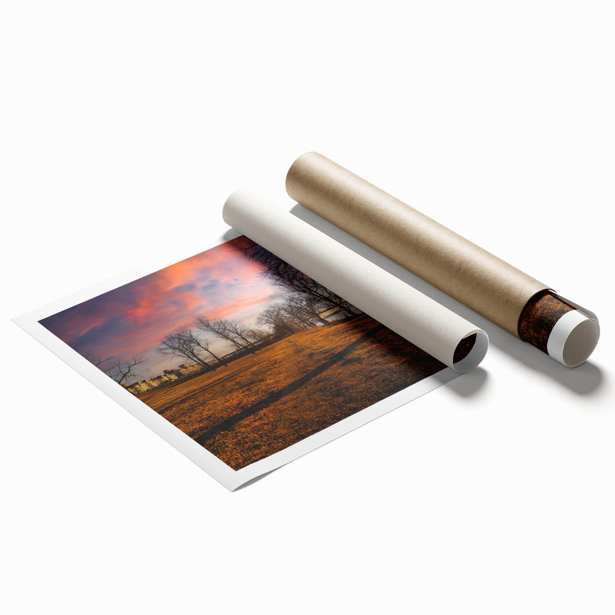 Extra large rolled print of Memphis scenery with floral designs in muted tones, ideal for classy bathroom wall art.