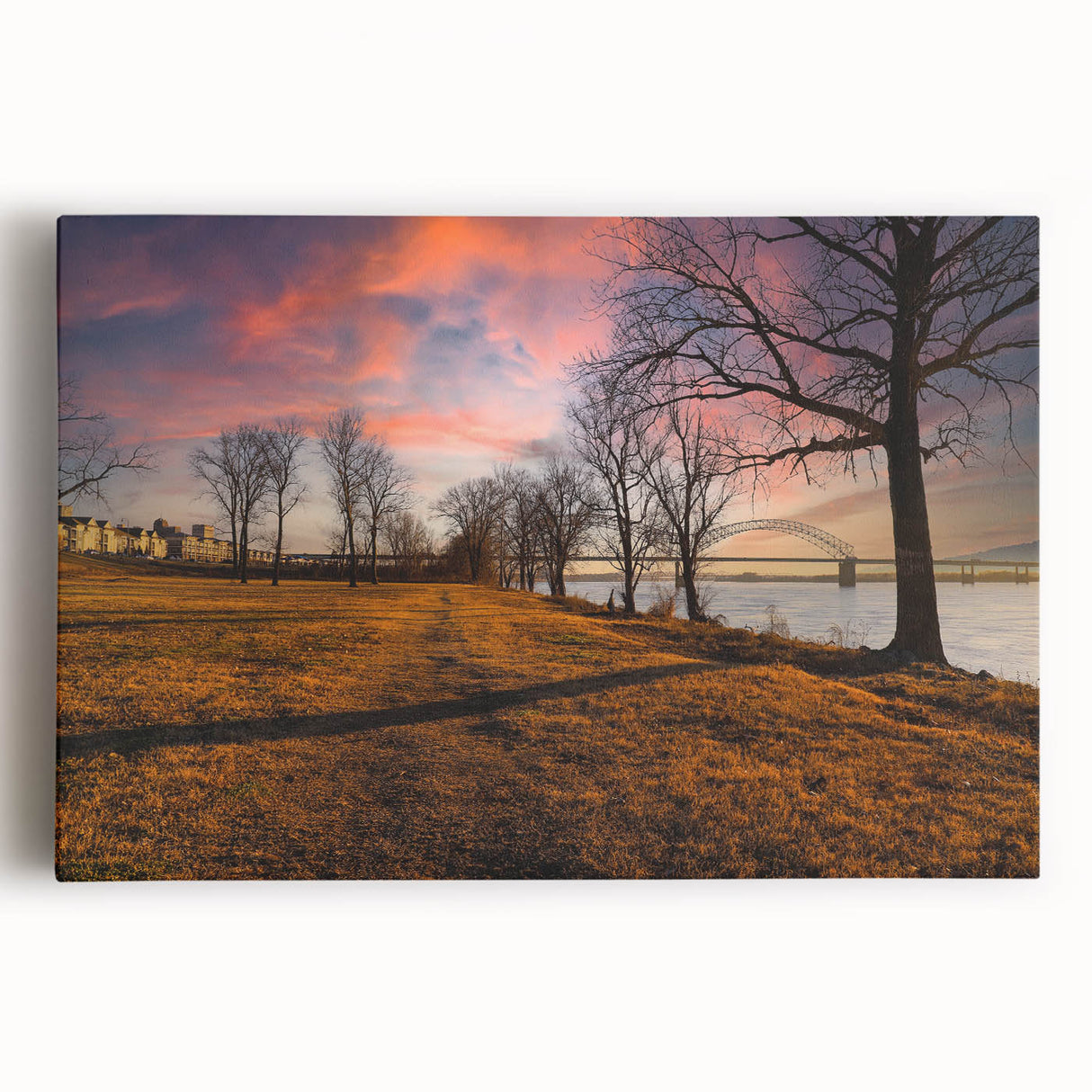 Black and white large art print of Memphis skyline on stretched canvas, suitable for kitchen wall art.
