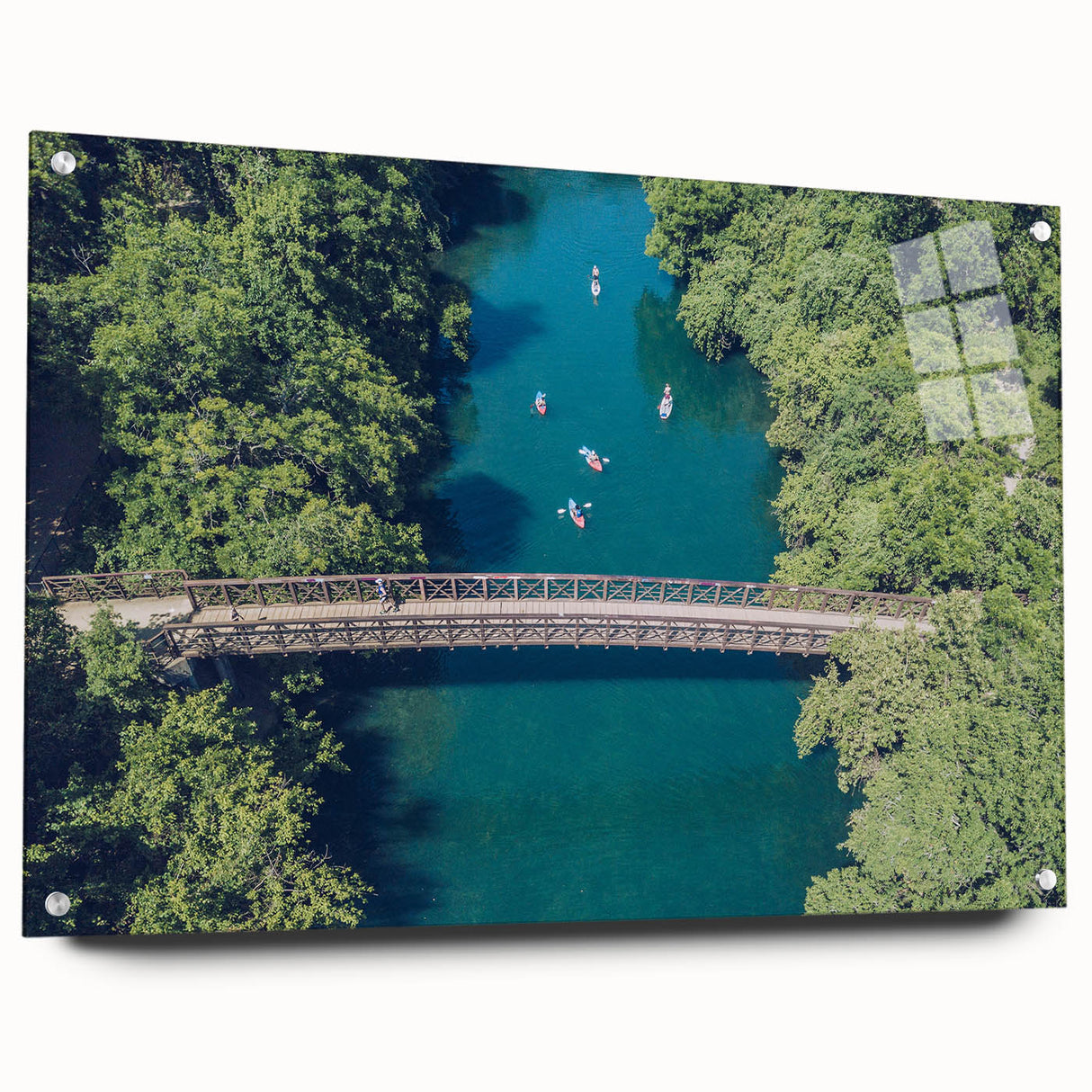 Acrylic print of Austin, Texas skyline in muted earth tones, ideal for dining room decor.