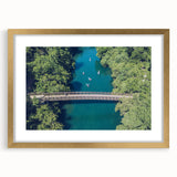 Extra large abstract art print of Austin skyline in gold frame, featuring textured strokes in muted earth tones.