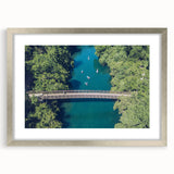 Textured art print of abstract Austin skyline in muted earth tones on a framed canvas, suitable for bedroom decor.